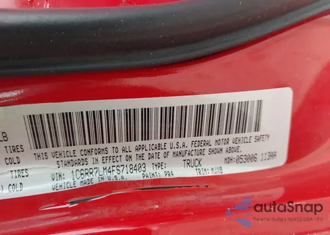 2015 Ram 1500 Lone Star из США, поврежденный, VIN 1C6RR7LM4FS718403